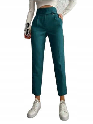 SPODNIE DAMSKIE ZIELONE W KANT 7/8 CASUAL L ŁMN