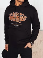 Bluzy męskie - Bluza męska z nadrukiem czarna Dstreet BX5665-S - miniaturka - grafika 1