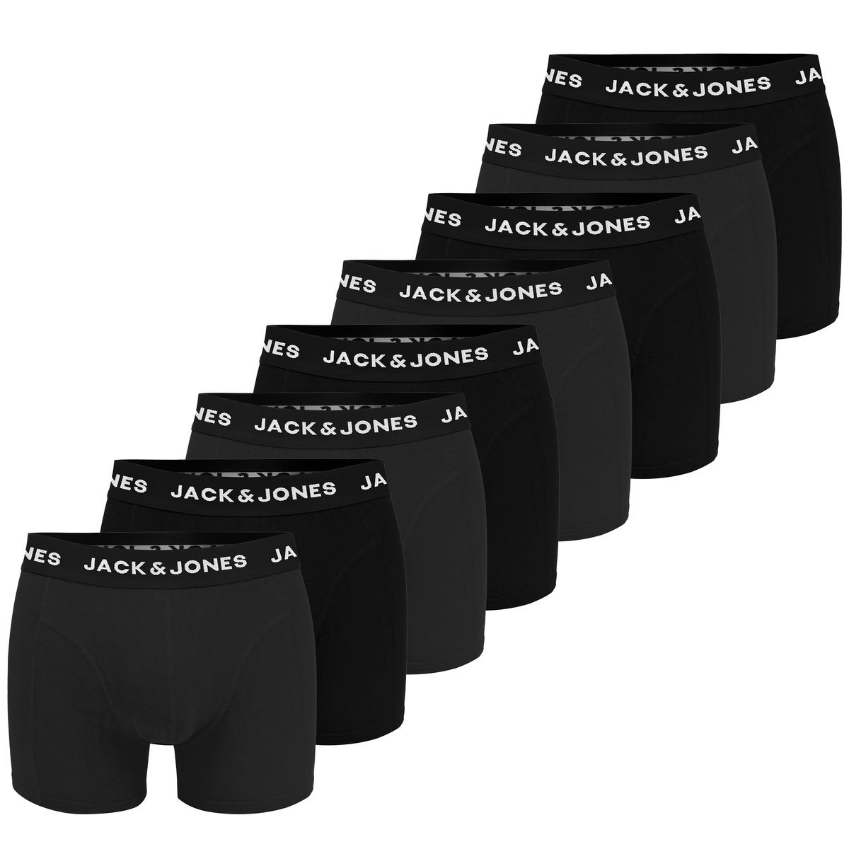 JACK&JONES Bokserki Męskie Czarne Antra JJ9926 Bawełna Logo 8 pak Rozmiar XL