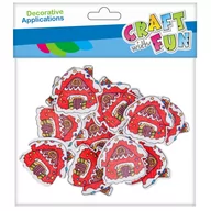 Pozostałe akcesoria dla plastyków - Craft with Fun Ozdoba Domek Dekoracyjna Drewniana Samoprzylepna Op12szt Drew Domek 463796 - miniaturka - grafika 1