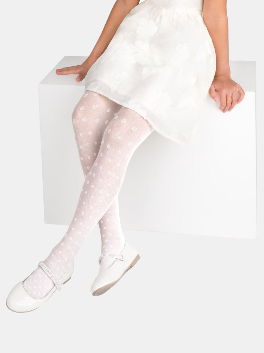Rajstopy w kropki 30 den biały 128-134