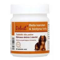 Suplementy i witaminy dla psów - Dolfos Dolvit Beta karoten &amp; biotyna forte Mini 90 Tabletki - miniaturka - grafika 1