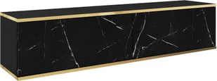Wisząca szafka pod telewizor - Nowoczesny design z funkcją otwierania push-to-open. Kolor: czarny/marmurowy, czarny królewski, dł.: 135 cm, wys.: 30 cm, gł.: 32 cm. TV Lowboard, TV Board, TV Sideboard Hanging, wisząca szafka ścienna - Szafki RTV - miniaturka - grafika 1
