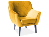Fotele - Signal Fotel KIER 1 VELVET tapicerowany, curry BLUVEL 68, nogi kolor wenge - miniaturka - grafika 1