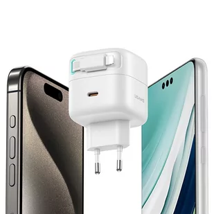 USAMS Ład. siec. 1xUSB-C ze zwijanym kablem Lighning (only head) PD+QC 35W Gan Fast Charging czarny/black XMF Series CC209TC01 (US-CC209) - Ładowarki do telefonów - miniaturka - grafika 3