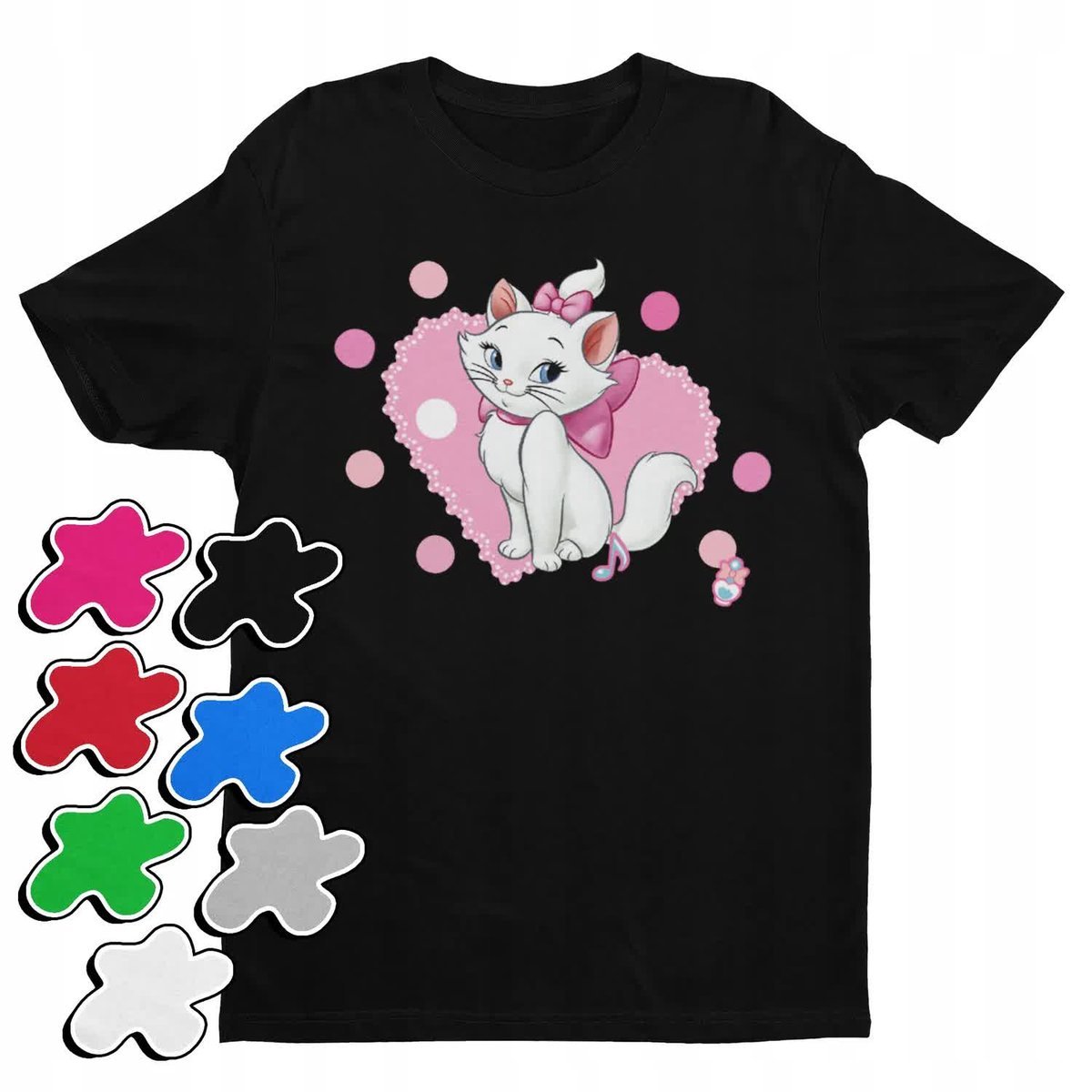 Koszulka T-Shirt Dziecięca Z Nadrukiem Kotek Marie Dziewczynki -L 146-152