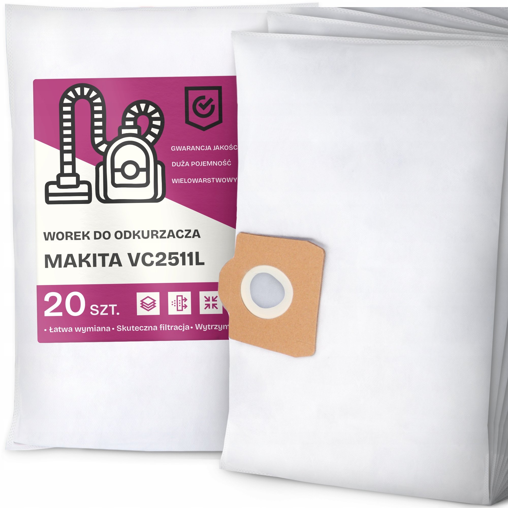 20x Worek do Odkurzacza Makita VC2511L Syntetyczny Tekstylny Pojemny Worki