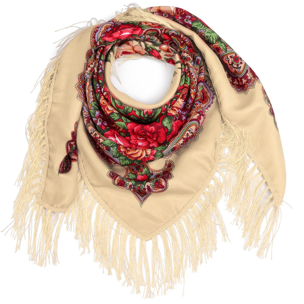 Chusta damska w kwiaty FLORAL HIGHLAND BEIGE