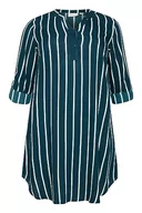 Koszule damskie - Kaffe Curve Plus Size Damska Koszula Sukienka Tunic Długie Rękawy Knee-Długość, Legion Blue/Chalk Stripe, 44/du?y rozmiar - miniaturka - grafika 1