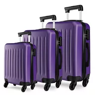 Etui na dokumenty i karty - Kono Zestawy bagażowe 3 szt. lekkie twarde etui podróżne z ABS z 4-kołową wirówką 4 cali 61 cm 60 cm (fioletowy zestaw), K1872L PE zestaw - miniaturka - grafika 1