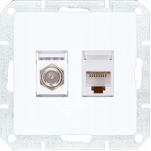 Gniazdo moduł antenowe typu F + RJ45 PREMIUM biały - Gniazdka elektryczne - miniaturka - grafika 1