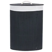 Kosze wiklinowe - Kosz bambusowy z pokrywą czarny MATARA - miniaturka - grafika 1