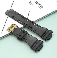 Akcesoria do smartwatchy - Opaska Pasek Bransoleta Smooth Casio G-Shock Ga-100 Ga-110 Gd-100 G-8900 Czarna Półprzeźroczysta (Złota Klamra) - miniaturka - grafika 1
