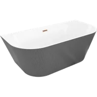 Wanny - Mexen Oris wanna wolnostojąca przyścienna ryflowana 170 x 80 cm, biała/szara, przelew różowe złoto - 52871708062-60 - miniaturka - grafika 1