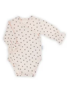 Niemowlęce body bawełniane z długim rękawem w groszki łososiowe Nicol,r.56 - Body dla niemowląt - miniaturka - grafika 1
