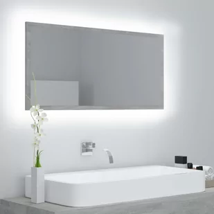 vidaXL Lumarko Lustro łazienkowe z LED, szarość betonu, 90x8,5x37 cm, płyta! 804936 - Lustra - miniaturka - grafika 1