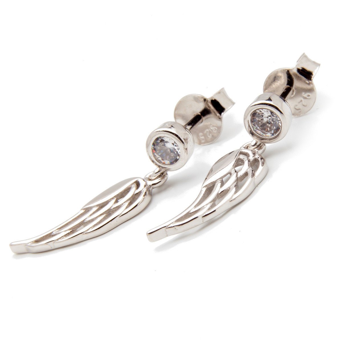 Srebrne kolczyki wiszące skrzydła