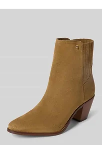 Sztyblety z naturalnej skóry welurowej - Tommy Hilfiger - Botki damskie - miniaturka - grafika 1