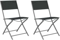 Fotele i krzesła ogrodowe - Składane krzesła ogrodowe 2 szt. czarna stal i textilene - miniaturka - grafika 1