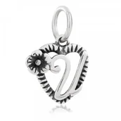 Charmsy - Murrano Charms Zawieszka Koralik Srebrny IMIĘ MIŁOŚCI U SR-026 - miniaturka - grafika 1