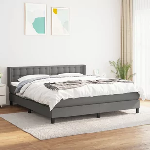 Lumarko Łóżko kontynentalne z materacem, ciemnoszara tkanina 180x200 cm - Łóżka - miniaturka - grafika 1