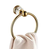 Wieszaki łazienkowe - Kryształowy wieszak na ręczniki, złoty uchwyt na ręczniki do łazienki, okrągły wieszak na ręczniki, dekoracja ścienna - miniaturka - grafika 1