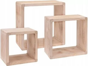 DREWNIANY REGAŁ ŚCIENNY CUBE PÓŁKA WISZĄCA 3 SZT - Półki do salonu - miniaturka - grafika 1