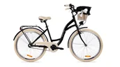 Rowery - Goetze, Rower Miejski Style 26" 3 Biegi Czarno Kremowy, Kosz - miniaturka - grafika 1