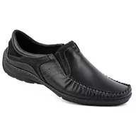 Mokasyny męskie - Buty męskie mokasyny skórzane 627K czarne - KOMODO - miniaturka - grafika 1