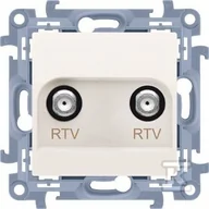 Gniazdka elektryczne - Kontakt Simon KONTAKT_SIMON Gniazdo antenowe RTV podwójne SIMON 10 Kremowy CAK2F.01/41 - miniaturka - grafika 1