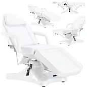 Fotele kosmetyczne - Fotel kosmetyczny hydrauliczny obrotowy spa biały leżanka - miniaturka - grafika 1