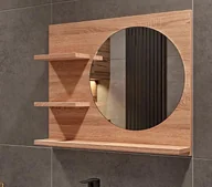 Lustra - HAJDUK FURNITURE Lustro Łazienkowe z 3 Półkami Sonoma 60 x 50 cm Lustro Łazienkowe Okrągłe Średnica 40 cm - Lustro z Półkami po Lewej Stronie - miniaturka - grafika 1