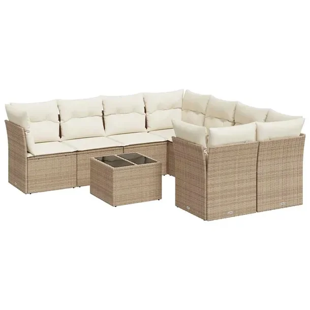 Zestaw Wypoczynkowy Rattan PE Beżowy, Stół 55x55x37 cm, Siedziska 62x62x