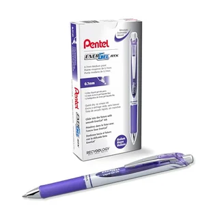 Pentel BL77-V3X EnerGel długopis żelowy z mechanizmem naciskowym, średnica kulki 0,7 mm = grubość kreski 0,35 mm, do wielokrotnego napełniania, 12 sztuk, fioletowy - Długopisy - miniaturka - grafika 1