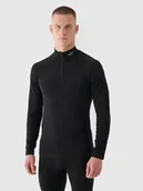 Pozostała odzież narciarska - Bielizna termoaktywna bezszwowa z wełną Merino (góra) męska 4F 4FWAW24USEAM197-20S Czarny L/XL - miniaturka - grafika 1