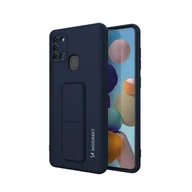 Etui i futerały do telefonów - Wozinsky Kickstand Case elastyczne silikonowe etui z podstawką Samsung Galaxy A21S ciemnoniebieski - miniaturka - grafika 1