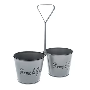 Osłonka metalowa na 2 doniczki Home and Garden, beżowy, 24 x 27 x 11,5 cm - Donice - miniaturka - grafika 1