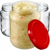 Pojemniki kuchenne - Szklane słoiki Jukka 720ml 64 szt. 82mm + wieczka czerwone - miniaturka - grafika 1