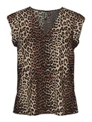 Koszulki i topy damskie - Pieces Koszulka "Nya" w kolorze brązowo-beżowym - miniaturka - grafika 1