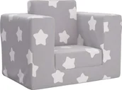 Łóżka dla dzieci i młodzieży - Kanapa dla dziecka, rozkładana, szara w gwiazdki, miękki plusz - miniaturka - grafika 1