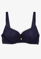 Biustonosze - Granatowy Biustonosz z Delikatną Koronką i Cyrkoniami na Zawieszce Nawen - Renee - miniaturka - grafika 1