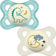 Smoczki uspokajające - Smoczki dla dzieci Mam Baby Original Silicone Soother Night 0+ Blue 2 szt - miniaturka - grafika 1