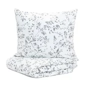 Pościel - Pościel B2 Bilberry Branch Essentials z mikrofibry biała ze wzorem roślinnym 220x220 cm i 2*70x80 cm HOMLA - miniaturka - grafika 1