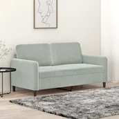 Sofy i kanapy - Sofa 2-osobowa, jasnoszara, 140 cm, tapicerowana aksamitem - miniaturka - grafika 1