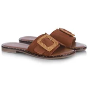 Klapki i japonki damskie - Klapki damskie Marco Tozzi 2-27192-44 392 COGNAC COMB 39 - miniaturka - grafika 1