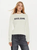 Swetry damskie - Guess Jeans Sweter W4BR10 Z3HM1 Biały Regular Fit - miniaturka - grafika 1