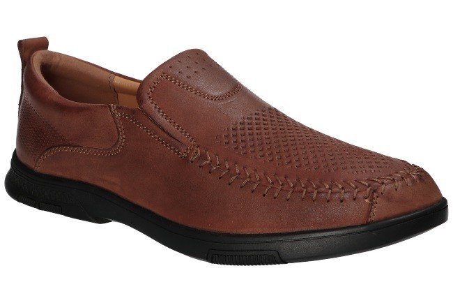 AMERICAN CLUB CY140 MODNE ELEGANCKIE PÓŁBUTY ZE SKÓRY WSUWKI BUTY SKÓRZANE MĘSKIE BR 43