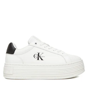 Sneakersy Calvin Klein Jeans Bold Flatf Low Lace Lth YW0YW01878 Biały - Sneakersy damskie - miniaturka - grafika 1
