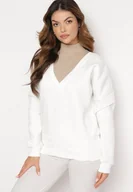 Bluzy damskie - Biała Bawełniana Bluza z Dekoltem w Serek Gitra - miniaturka - grafika 1
