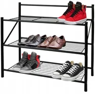 Szafki na buty - Półka stojak regał metalowy czarny szafka na buty 3 półki duży - miniaturka - grafika 1